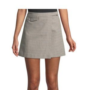 Theory Snap-Tab Fremont Plaid Wrap Mini Skirt